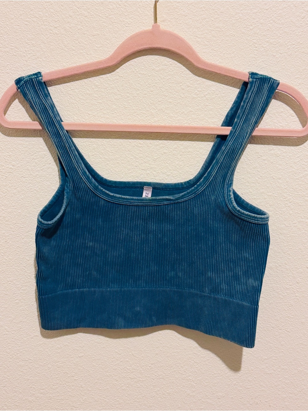 Zenana Outfitters Teal Ribbed Crop Tank Top